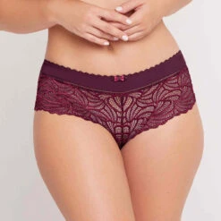 Bestform Shorty En Dentelle Ajourée Avec Ceinture Large - Rouge